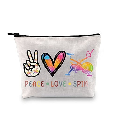 GJTIM Spin Bike Gift Spin Class Gift Spin Instructor Gift Indoor cycling Bike Gift Peace Love Spin Zipper Pouch Cycling Accessories Bag Love Spin