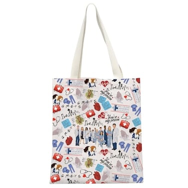 GJTIM TV Show Inspired Gift Doctor Fans Merchandise Zipper Pouch Funny Doctor Makeup Bag Gift Greys Pattern Tote