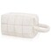 Gosect Quilted Cute Makeup Bag Checkered Cosmetic Bags with Divider Waterproof Travel Toiletry Bag Puffy Make up Pouch for Women Travel Essentials Handle White Medium