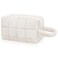 Gosect Quilted Cute Makeup Bag Checkered Cosmetic Bags with Divider Waterproof Travel Toiletry Bag Puffy Make up Pouch for Women Travel Essentials Handle White Medium