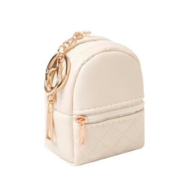 Grurun Mini Backpack Cute Cosmetic Bag for Women Creative Cute Pendant Keychain Keychains Keyrings PU Leather Makeup Bag Key Lipstick Card Holder Data Cable Organizer Zipper Pouch