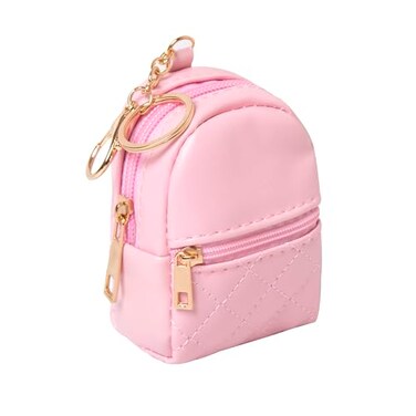 Grurun Mini Backpack Cute Cosmetic Bag for Women Creative Cute Pendant Keychain Keychains Keyrings PU Leather Makeup Bag Key Lipstick Card Holder Data Cable Organizer Zipper Pouch