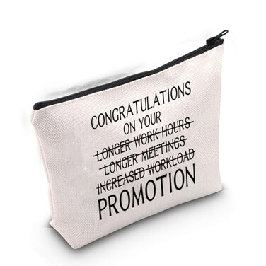 Gzrlyf Work Promotion Makeup Bag Congratulations on Work Promotion Gift for Her Funny Work Promotion Job Promotion Gifts Zipper Pouch CONGRATULA
