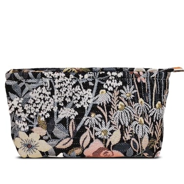 HAPPYHEIDI Cute Floral Makeup Bag Cosmetic Travel Pouch with Bottom and Zipper Purse Make Up Organizer Aesthetic Textured Fabric Medium
