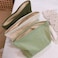 HAPPYHEIDI Fresh Green Corduroy Makeup Bag with Compartment Cosmetic Toiletry Travel Pouch Make Up Accessory Purse Organizer Canvas Lined