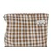 HAPPYHEIDI Khaki Gingham Cotton Makeup Bag Cosmetic Travel Pouch with Bottom Make Up Purse Organizer Zipper Closure Canvas Lined