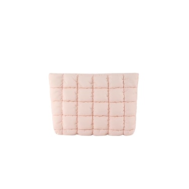 HFLZBRO Puffy Quilted Makeup Bag for Women Cosmetic Bag Travel Toiletry Organizer Pouch Clutch pink