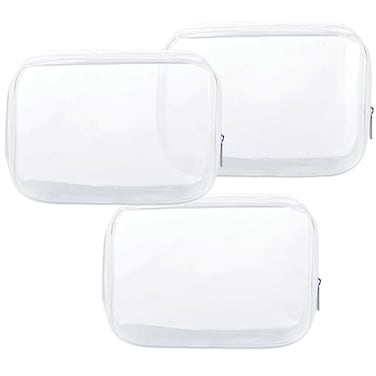 Homtable Clear Plastic Toiletry Bag Zippered Carry Pouch White Large 3