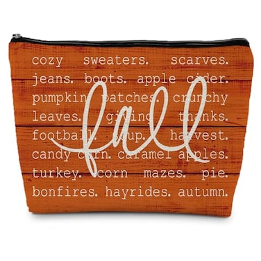 ignytiger Fall Orange Makeup Bag Thanksgiving Gifts for Women Fall Themed Cosmetic Gifts Bag Purse