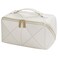 IMCUZUR Travel Makeup Bag Large Cosmetic Bag for Women Open Flat Make up Bag Portable Skincare Bag with Handle White