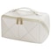 IMCUZUR Travel Makeup Bag Large Cosmetic Bag for Women Open Flat Make up Bag Portable Skincare Bag with Handle White
