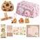 IN Chenthy Capybara Pencil Case Kit with Plush Doll20 Stickers2 BroochesSticky NotesPenPendant9Layer Large Capybara Stationery Set Kawaii Makeup Bag Pink Print