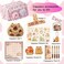 IN Chenthy Capybara Pencil Case Kit with Plush Doll20 Stickers2 BroochesSticky NotesPenPendant9Layer Large Capybara Stationery Set Kawaii Makeup Bag Pink Print