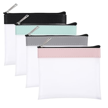 InnoHHustle 4 PCS Multicolor Strawberry Pattern Small Makeup Bag 49x45 Inch 4 Count Cosmetic Bags Zipper Closure Female Synthetic Pouch