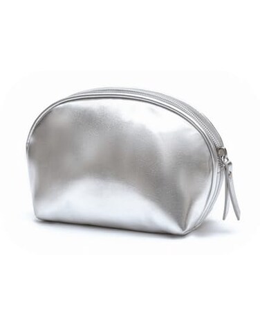 Intonowa Small Makeup BagCosmetic Bags for WomenSilver Leather Makeup Pouch