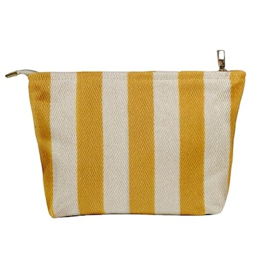 itgowisa ITGOWISA Yellow Striped Makeup Bag for Women Travel Makeup Pouch Purse