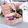 KOPY Velvet Makeup Bag for Women Large and Classy Makeup Organizer Make Up Travel Toiletry Bag Portable With Handle Pink