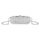 LABANCA Rhinestone Lipstick Case With Mirror Mini Lipstick Crossbody Bag With Chain Strap Crystal Cosmetic Storage Box Silver