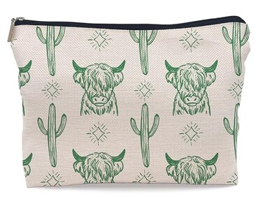 Lacosu Green Cow Makeup Bag Cowgirl Stuff Western Gifts