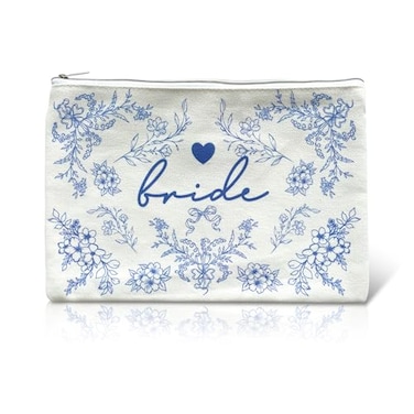 LADY&HOME LADYHOME Bride Makeup Bag Blue Bride Bag for Bridal Shower Wedding Engagement Gifts