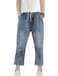 Lavnis Womens Cropped Jeans Cotton Loose Denim Pants Casual Elastic Waist Ripped Jean Joggers Blue 5 M