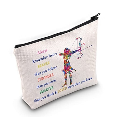 LEVLO Archery Cosmetic Make Up Bag Archer Gifts Idea Archery You Are Braver Stronger Smarter Than You Think Makeup Zipper Pouch Bag Always Archery