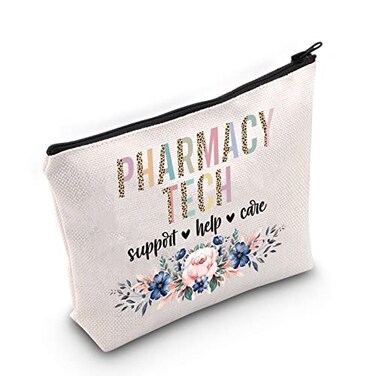 LEVLO Pharmacy Technician Cosmetic Make Up Bag Pharmacist Gift Pharmacy Tech Help Care Kind Makeup Zipper Pouch Bag Pharmacy Tech
