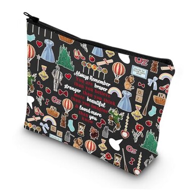 LEVLO Princess Red Slippers Cosmetic Bag Ruby Red Slippers Makeup Zipper Pouch Bag Wizard Movie Merch Always Doro Black