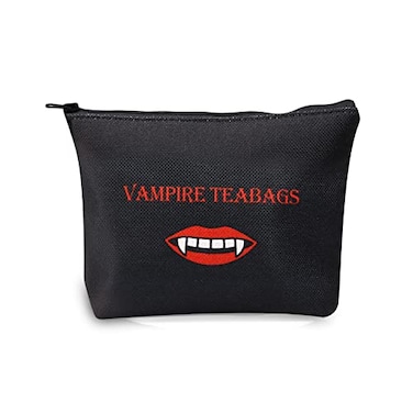 LEVLO TV Vampire Lovers Inspired Gift Funny Vampire Teabag Makeup Bag Gift for Women Fans Vampire Teabagblack