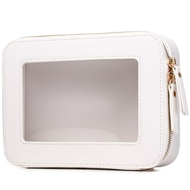 LOFOWN Clear Makeup Bag Womens Waterproof Travel Cosmetic Case and Toiletry Bag Portable Makeup Organizer Bag Car Essential with Zipper White M1