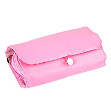 LUEXBOX Portable Folding Makeup Brush Bag Multifunctional Cosmetics Rolling Storage Case Makeup Brush Holder for Travel Makeup Brush Organizer Bag Pink