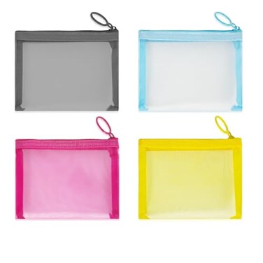 CarryEpic Mini Mesh Pouches4 Pack Small Mesh Bags with Zipper Nylon Makeup Pouches Bag Cosmetic Pouch Travel Purse Organizer Insert Diaper Inside Bag Organizers Home Organizing Size See Through Cute C