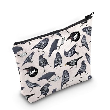 MNIGIU Funny Crow Friend Inspired Cosmetic Bag Crow Bird Lover Gift Black Crow Makeup Bag Birdwatching Gift
