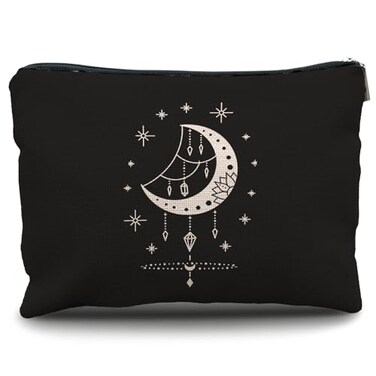 Nogrit Tarot Makeup BagWitchy GiftsWitchy Gifts For WomenBoho Makeup BagBoho Crescent Moon Celestial Small Cosmetic Makeup Bag for Purse