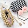 PAZIMIIK Checkered Makeup Bag for Purse Portable Zipper Make Up Pouch Small Cosmetic Case for Travel Accessories 2PCS Coffee