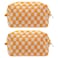 PAZIMIIK Checkered Makeup Bag for Purse Portable Zipper Make Up Pouch Small Cosmetic Case for Travel Accessories 2PCS Orange