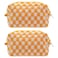 PAZIMIIK Checkered Makeup Bag for Purse Portable Zipper Make Up Pouch Small Cosmetic Case for Travel Accessories 2PCS Orange
