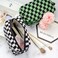 PAZIMIIK Checkered Makeup Bag for Purse Portable Zipper Make Up Pouch Small Cosmetic Case for Travel Accessories 6PCS Black