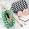PAZIMIIK Checkered Makeup Bag for Purse Portable Zipper Make Up Pouch Small Cosmetic Case for Travel Accessories 6PCS Green