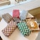 PAZIMIIK Checkered Makeup Bag for Purse Portable Zipper Make Up Pouch Small Cosmetic Case for Travel Accessories 6PCS Green