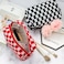 PAZIMIIK Checkered Makeup Bag for Purse Portable Zipper Make Up Pouch Small Cosmetic Case for Travel Accessories 6PCS Red