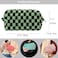 PAZIMIIK Checkered Makeup Bag for Purse Portable Zipper Make Up Pouch Small Cosmetic Case for Travel Accessories Green Black
