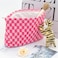 PAZIMIIK Knit Checkered Makeup Bag Large Zipper Make Up Accessory Pouch for Purse Cosmetic Brush Bag for Travel EssentialHotpink