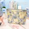 PAZIMIIK Makeup Bag Large Cotton Zipper Pouch for Purse Travel Canvas Make Up Organizer for Women CosmeticBrocade Blue