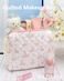 PAZIMIIK Quilted Makeup Bag Large Travel Zipper Soft Cosmetic Pouch for Women Girls Make UpBow Rose