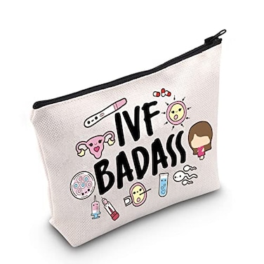 POFULL IVF Transfer Day Gift IVF Support Gift IVF Badass Cosmetic Bag Infertility Awareness Gift IVF Badass bag