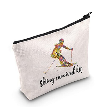 POFULL Skiing Bag Skiing Team Gifts Skiing Survival Kit For Ski Lover Skiing Gift For Enthusiasts Cosmetic Bag Skiing survival kit bag