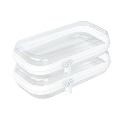 Rdttlv Thickened Clear Hard Shell Zipper CaseProfessionalGrade Plastic Clear Zipper Pencil Case Toiletry Pouch Travel Organizer Cosmetic Bag Toy Storage Bins 2PCSS