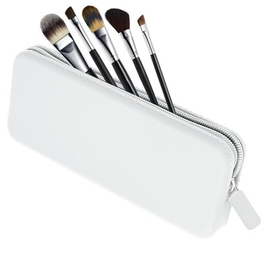Sakolla Travel Makeup Brush Holder Silicone Makeup Brush Bag with Zipper Closure Makeup Brushes Organizer Case Washable Makeup Pouch Holder Case for Daily Work EssentialsWhite