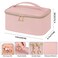 senbowe Travel Makeup Bag Large Capacity Cosmetic Bags for WomenPortable Waterproof Leather Toiletry Bag Make Up Organizer Bag with Divider and Handle
